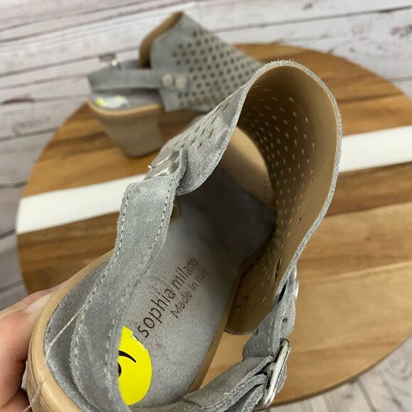 Anthropologie Sophia Milano Gray peep toe shoes Size 9 - Picture 7 of 10